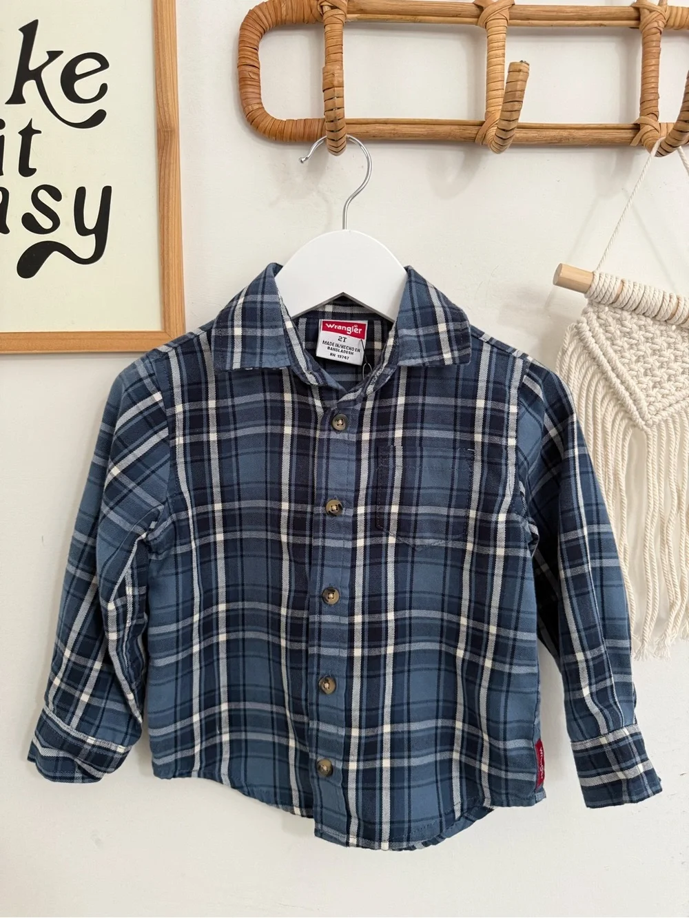 Wrangler - 2T - plaid button up shirt